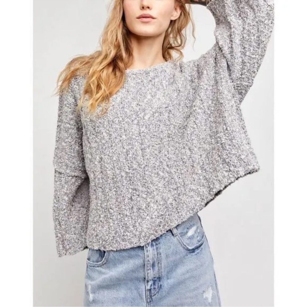Free People Good Day Pullover Gray White Size Small